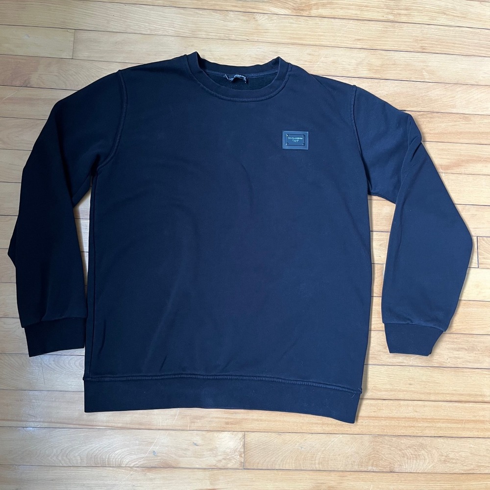 Dolce & Gabbana Milano Italia Logo Plaque Black Sweatshirt XXL RP 1134-ST108-E